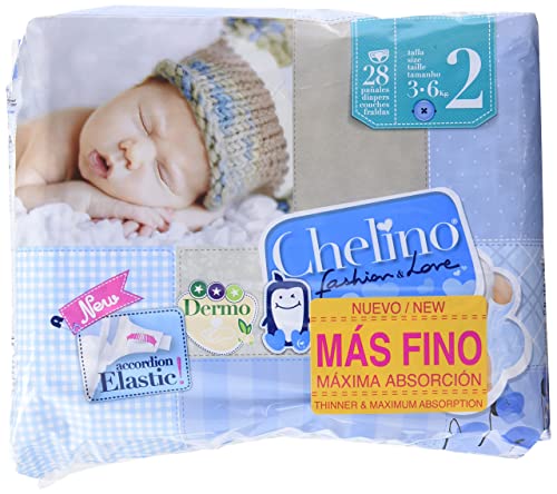 Chelino Pañales infantiles Talla 2 (3-6 kg), 168 Pañales