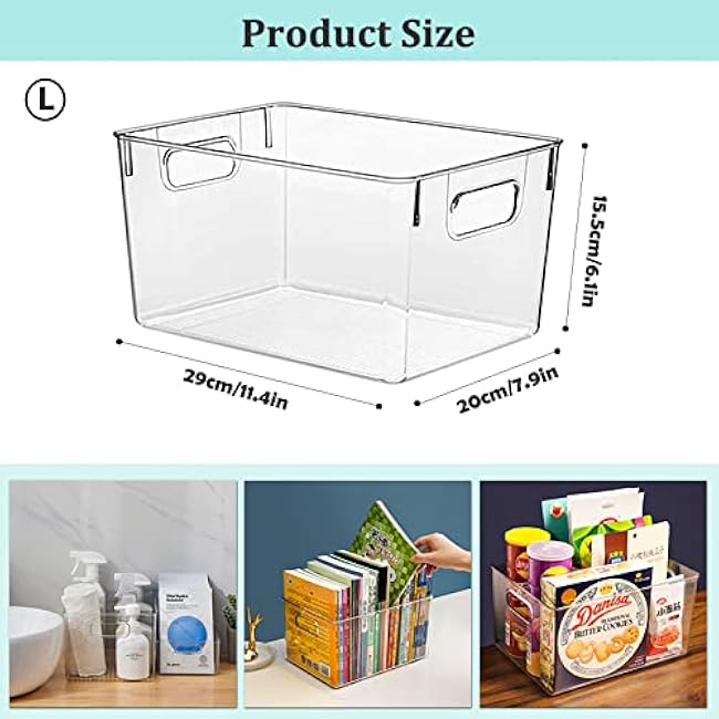 Fridge Organiser Set, Transparent Storage Box Organiser, Stackable, Organiser Boxes for Fridge, Cupboard, Pantry, Snacks, Cans, Kitchen - BPA-Free, 29 x 20 x 15.5 cm