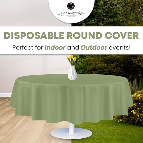 Image of Grandipity Plastic Table Cloth Disposable 12 Pack 84 inch Round Sage