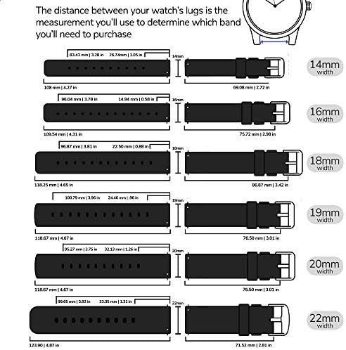 GadgetWraps 16mm Silicone Watch Band Strap with Quick Release Pins – Compatible with Fossil, Skagen, Misfit - 16mm Quick Release Watch Band (Black, 16mm) - 4