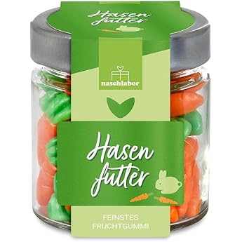Rabbit Food Fruit Gums in Glass Easter Gift for Children and Adults Carrot Sweets for the Easter Nest Gummy Bears in Carrot Shape Perfect Easter Gift