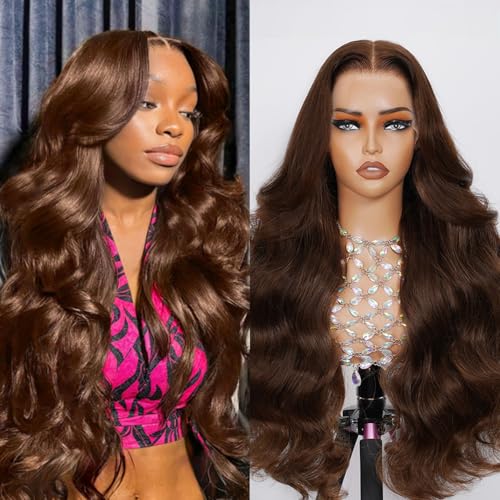 DOLLY PRETTY 30 Inch Chocolate Brown Lace Front Wig 13x6