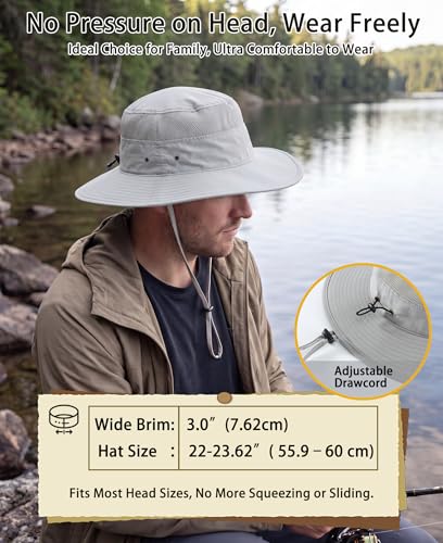 Image of Home Prefer UPF 50+ Men's Sun Hat Wide Brim Bucket Hat UV Protection Hat for Mens Womens Beach Safari Gardening Golf Fishing