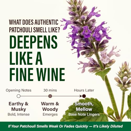 Image of 100% Pure Patchouli Oil - 4 Fl Oz Patchouli Essential Oil for Hair, Skin, Diffuser, Aromatherapy & DIY Soap Making Scent