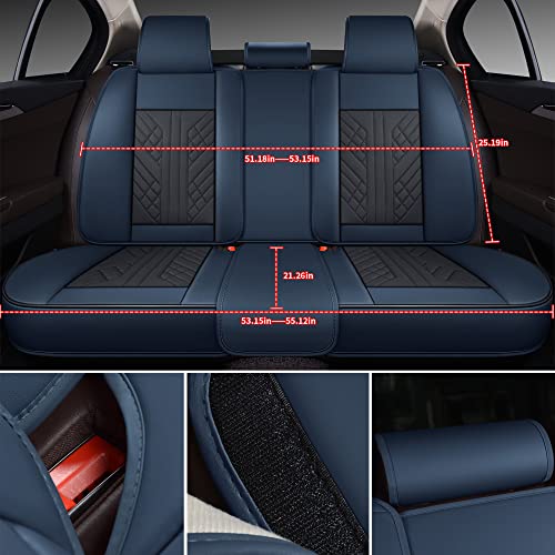Image of GXT Bench Seat Cover, Premium Faux Leather Bench Seat Covers for Trucks - Universal Fit for Most Sedans SUV Pick-up Truck, Durable for Long Lasting Protection(Blue and Black)
