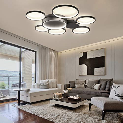 JDBDU LED-taklampa moderna taklampor 3000 K–6000 K dimbar med fjärrkontroll vardagsrum 56 W taklampa svart sovrum stor för sovrum vardagsrum hall kontor