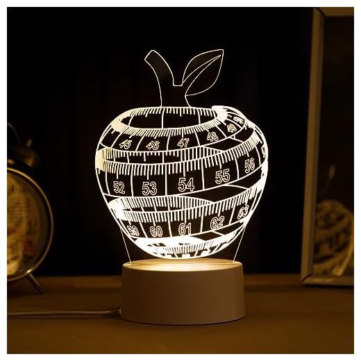 PopLumos - Luminária led 3d, Maça com fita métrica, Nutricionista