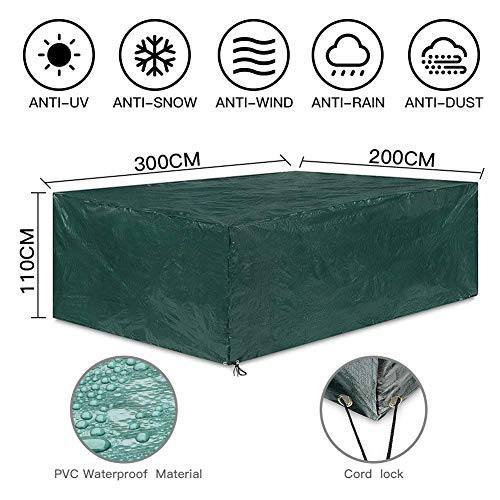 Uping Funda Protectora para Muebles de Jardín | Cubierta Protectora Exterior Impermeable | Rectangular 300 * 200 * 110CM