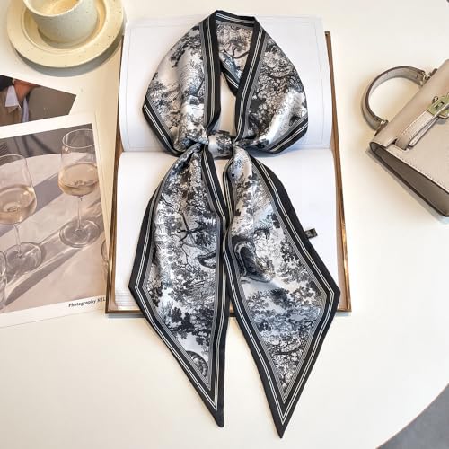 JERLA Mulberry Silk Like Head Scarf Hair band Ribbon Women's Fashion Neck Satin Scarfs for Bag Hair handbag Scarves2