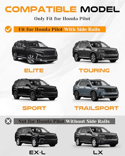 Image of Roof Rack Cross Bars Fit for 2023 2024 2025 2026 Honda Pilot Elite /Sport /Touring /Trailsport (Except LX & EX-L), Black Crossbars Luggage Carrier Bars