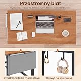 COSTWAY Biurko na kółkach, biurko komputerowe ze zdejmowaną torbą materiałową i haczykami na słuchawki, stół roboczy z 4 kółkami, stół biurowy, stół komputerowy, 120 x 60 x 75 cm, kolor naturalny