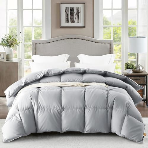 WarmKiss Luxurious Down Comforter King Size, Noiseless Skin-Friendly Tencel Cover,