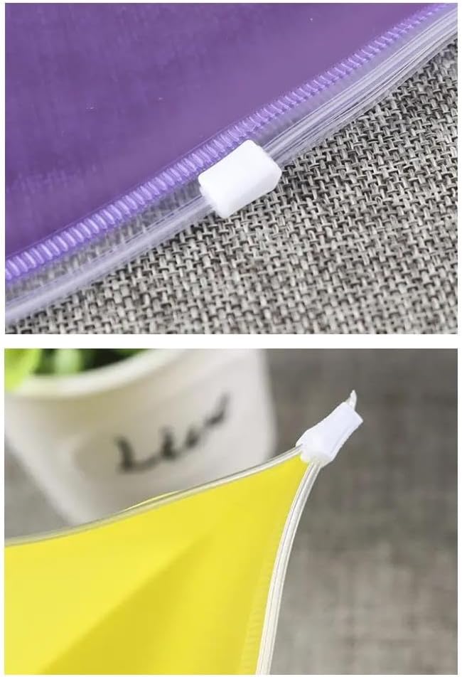 A4 Şeffaf Fermuarlı Dosya 5 Renk 1 Paket PvC Fermuarlı Evrak Dosyası 24x34cm Çıtçıtlı Belge Evrak Dosyası Ofis Büro Okul - Görsel 7