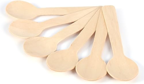 Miniatura 3 de Cucharas desechables de madera, 100 unidades, ecológicas, compostables, biodegradables, para helado, para cocinar, servir utensilios de cocina