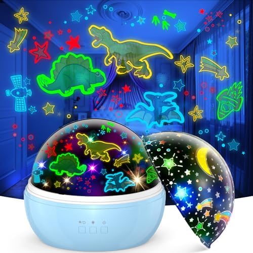 EUCOCO Dinosaur & Star Projector Night Light for Kids, Ages 1-10, Multicolor, Plastic Material