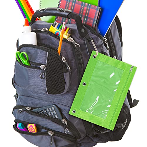 Eoout 8 Pack Binder Pencil Pouches, Pencil Pouch For 3 Ring Binder, Multi-Color 10X7In Zipper Pencil Bags Bulk With Clear Window For School Supplies, Office Supplies #TOP6