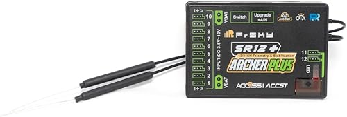 FrSky Archer Plus SR12+ Receptor 12 canales Gyro integrado de 3 ejes y acelerómetro Múltiples modos de vuelo Antenas desmontables duales Señal de