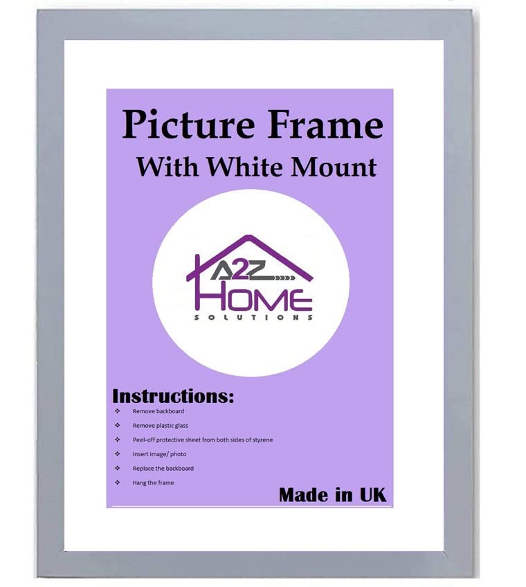A2Z Home Solutions® Wall Poster Picture Frame With Mount to Hang Portrait or Landscape Art Gallery Light Grey Photo Frame With White Mount- 45x55 cm Pic Size 35x45 cm