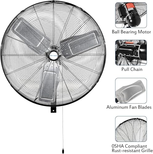 Image of BILT HARD 24 in. Outdoor Oscillating Wall Fan, 6300 CFM 3-Speed Heavy Duty Outdoor Wall Fans, High Velocity Waterproof Fans for Patio, Commercial, Industrial, Warehouse, UL Listed, 2 Pack