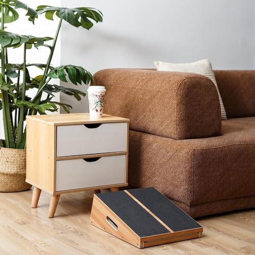 Image of Professional Wooden Slant Board, Adjustable Incline Board and Calf Stretcher, Stretch Board - Extra Side-Handle Design for Portability