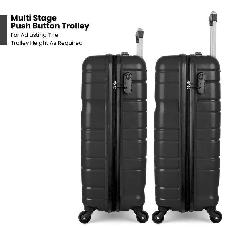 Image of TRAVELBUDDY Infinity 58 CM Cabin Hard Case Tourist Travel Luggage | Lightweight 4 Spinner Wheels Luggage | Suitcase | Cabin Trolley Bag | Small - Black | 5 Year Warranty