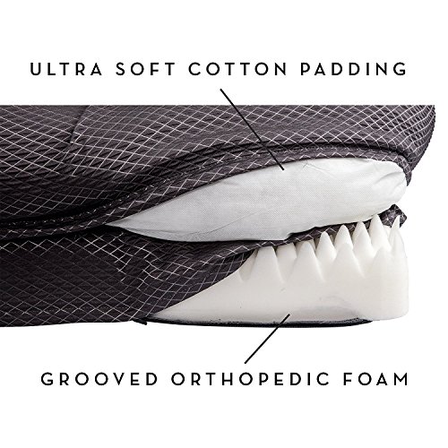 Pet Deluxe Dog and Puppy Bed, Grooved Orthopedic Foam Beds with Removable Washable Cover, Ultra Comfort, Padded Rim Cushion, Nonslip Bottom, for Dogs/Puppies - Grey (Large - 38'' x 30'') - Thumbnail 5