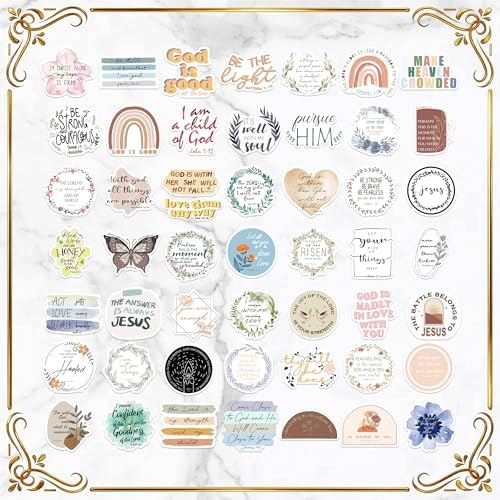 200 PCS Christian Bible Verse Jesus God Stickers - Waterproof Vinyl Scripture Stickers for Bible Journaling Supplies, Water Bottles, Laptops, Notebooks - Religious Inspirational Decals for Faith Gifts - 4