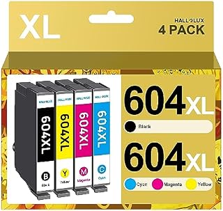HALLOLUX 604XL Ink Cartridges Multipack High Yield Compatible for Epson 604XL 604 XL for XP-2200 XP-2205 XP-3200 XP-3205 XP-4200 XP-4205 WF-2910DWF WF-2930DWF WF-2935DWF (Black Cyan Magenta Yellow)