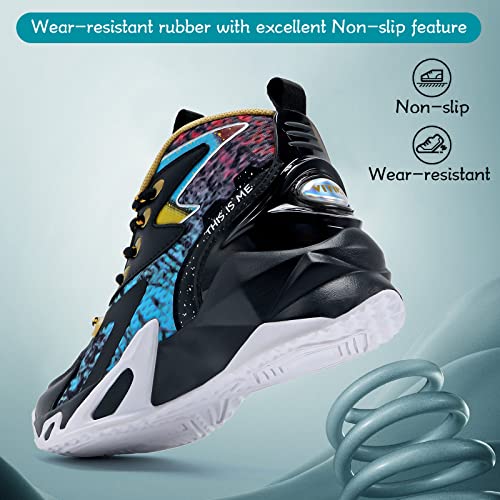 Image of VITUOFLY Kids Basketball Shoes Boys Sneakers Girls Mid-top Sports Shoes | Ankle protection, Non-slip TPR outsole, Cushioned shock-absorbing EVA midsole, Indoor outdoor sports for little & big kids