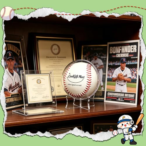 Image of CoolGift Mart Baseball Display Case, Gifts for Men Boys(Transparent Base)