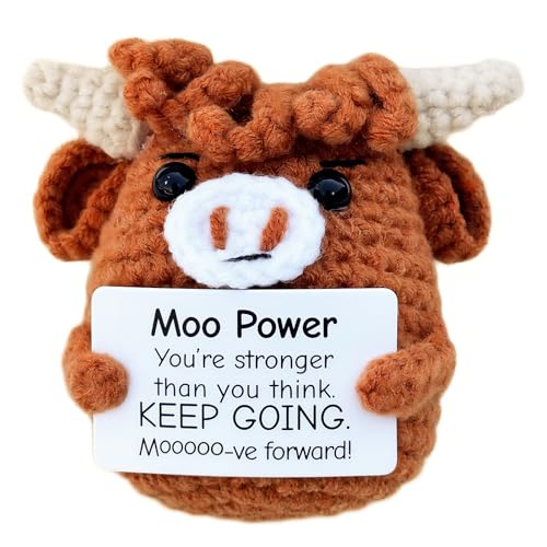 Positive Crochet Cow, Mini Highland Cow Stuffed...