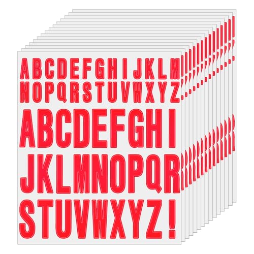 FINDAT Letter Stickers Red Vinyl Capital Alphabet Labels 30 Sheets