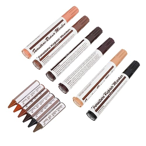 LALAFINA Stain Marker for Wood Floors 12pcs Furniture Touch up Pen Set Scratch Repair Kit