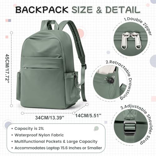 Laptop Backpack For Women Men Travel Backpack For College Work Teacher Backpack With Laptop Compartment College Backpacks For Women Anti Theft Backpack Green2