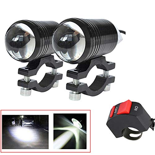 Motorcycle Fog Light Bar Spotlight,2pcs Waterproof Bright U1 LED Universal Motorcycle Headlights,E-bike Led Driving Light Headlamp+ 1pcs Switch