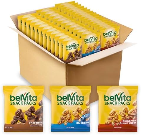 belVita Crunchy Bite Size Snacks Variety Pack, 3 Flavors, 40 Snack Packs