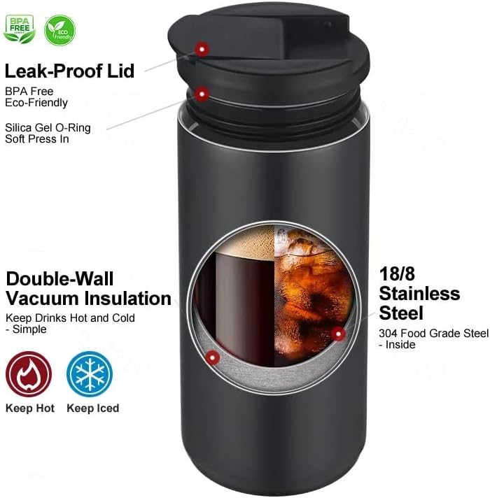 Miniatura 3 de Vaso de café de viaje de 18 onzas, acero inoxidable, aislado al vacío, azul oscuro