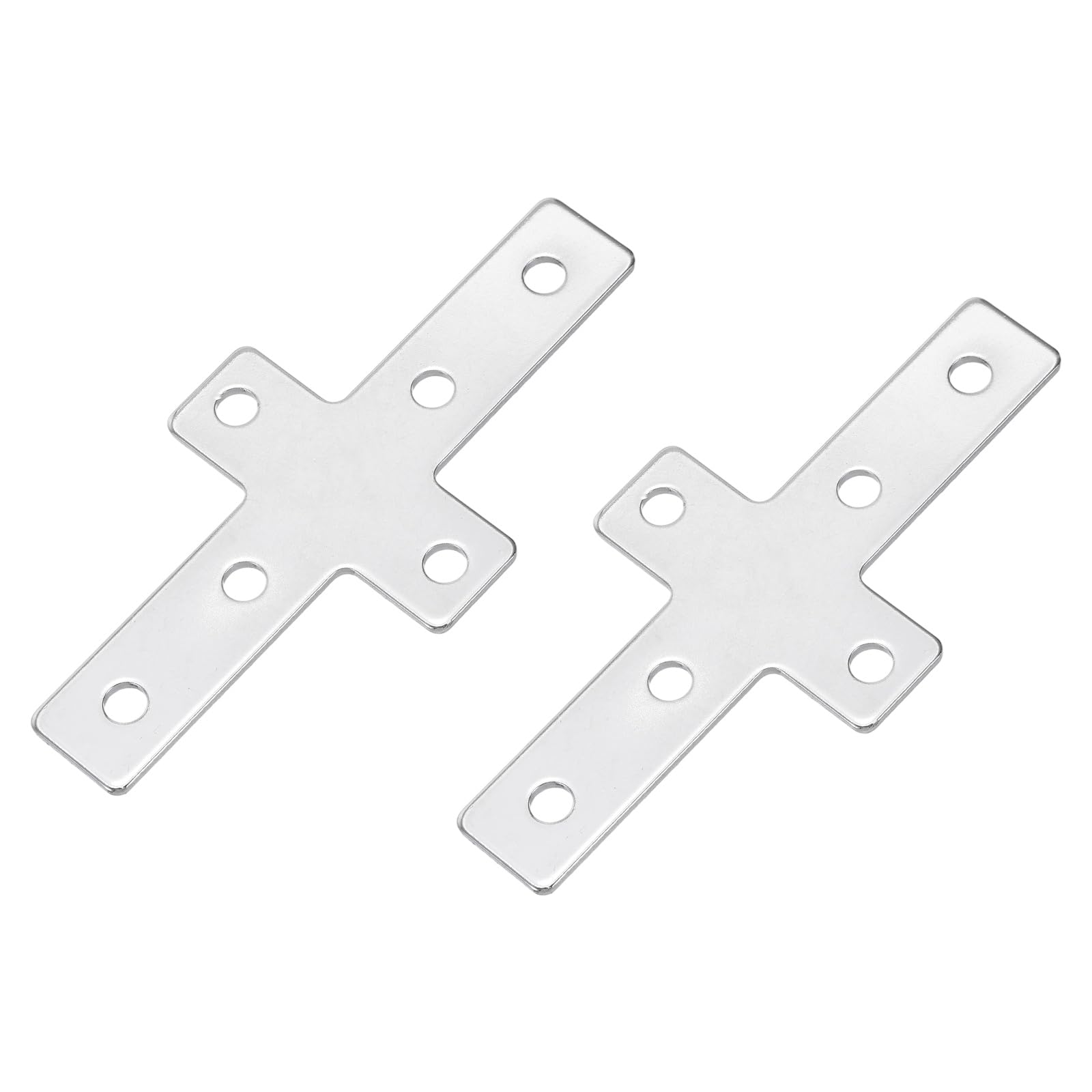 sourcing map 2Pcs 2020 Cross Shape Corner Bracket Joint Plate, Carbon Steel Bracket Aluminum Extrusion Outside Plate Fasteners for Repair Furniture Storage Rack, Silver