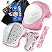 CRZKO Protection Roller Enfant, Kit de Protection 6 en 1 pour Enfant, Coudière et Genouillère, Ensemble de Protection pour, Rose, taille- S (3-8 ans)