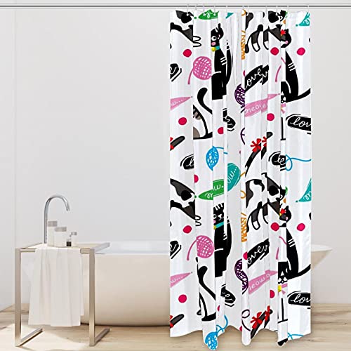 Rideau de douche chat imperméable et lavable pour baignoire enfant