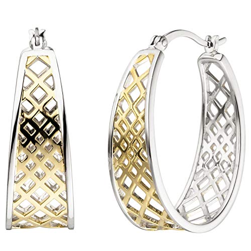 Jobo Damen-Creolen aus 925 Sterling Silber Bicolor vergoldet