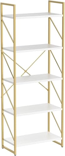 Miniatura 5 de YITAHOME Estantería dorada de 5 niveles, estantería moderna, estante para libros, estantes de almacenamiento en sala de estarhogaroficina,