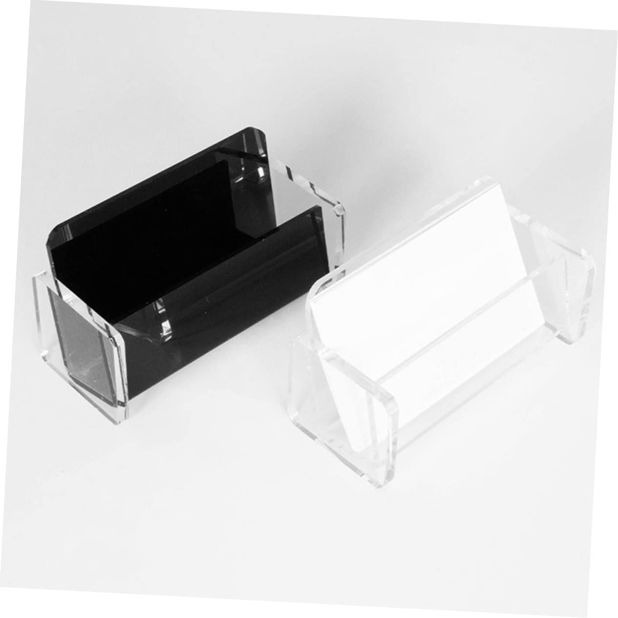 jojofuny 3 Set Porta Biglietti Da Visita Acrilico Trasparente E Nero Organizer Da Scrivania Con Capacità Carte Supporto Verticale Elegante Per Ufficio E Riunioni 2 Pezzi * 3