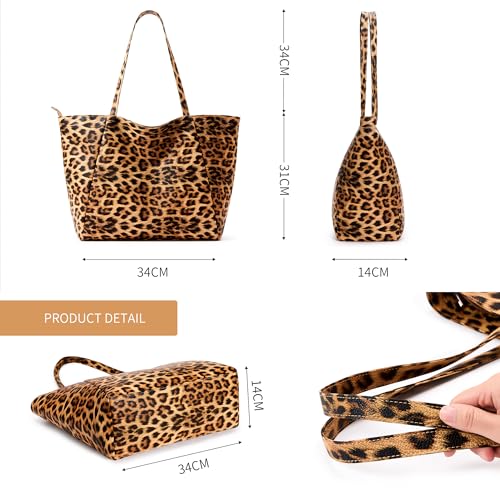 Image of KALIDI Large Tote Bag Vegan Leather Casual Zipper Work Bag Weekender Hobo for Women 16L Oversize Shoulder Travel Purse