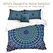 Sleepwish 4 Pieces Blue Mandala Duvet Cover Set Queen Size for Kids Boys Girls Paisley Bohemian Bedding Set, 1 Duvet Cover 2 Pillowcases 1 Cushion Cover