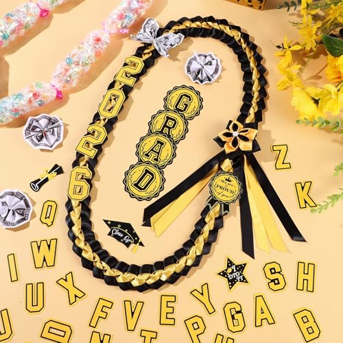 JenPen Graduation Leis, 2026 Grad Ribbon Double Braided Necklace Handmade Graduate Lei for Congrats Grad Gifts Party Supplies(Black and Gold) by JenPen - Used condition - Image 6
