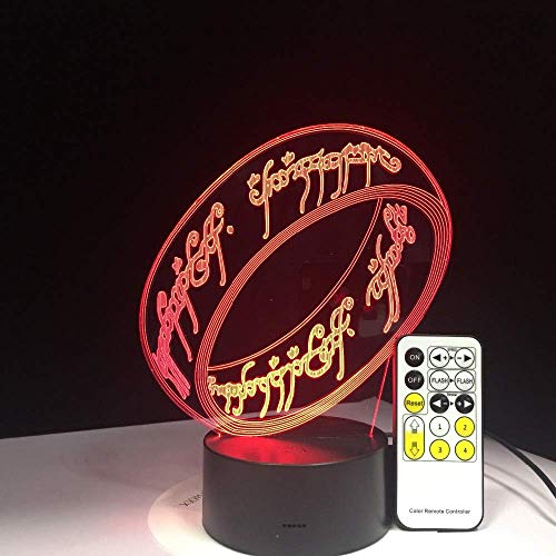 El Señor De Los Anillos Lámpara 3D 7 Colores Regalo Para Niños Luz De Noche Táctil Para Niños Vacaciones Ilusión 3D Lámpara De Escritorio Película Memoria Presente