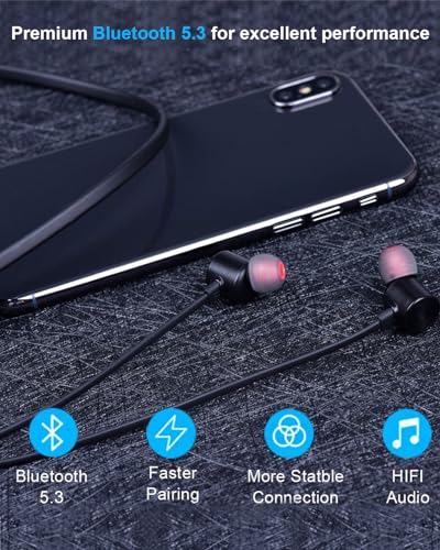 NANAMI Earbuds, Update Bluetooth Wireless Headphones, IPX7 Waterproof, in-Ear Earphones with Mic, Magnetic Neckband, HiFi Stereo Deep Bass Noise Cancellation Headsets,18 Hours Playtime for Gym,Sports - Image 3