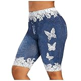 Generisch Cargohose Damen Schwarz Stretch, Radlerhose Kurz Große Größe Jogginghose Schmetterlingsdruck Sommerhose Leicht Mit Spitze Stoffhose Eng Sporthose Elegant Hosenrock/Skihose