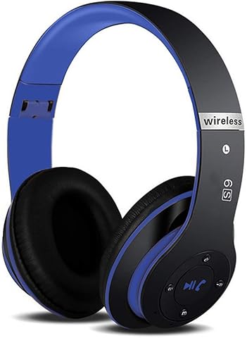 6S Wireless Headphones Over Ear,Hi-Fi Stereo Foldable Wireless Stereo Headsets Earbuds with Built-in Mic, Micro SD/TF, FM for iPhone/Samsung/iPad/PC (Black & Blue)